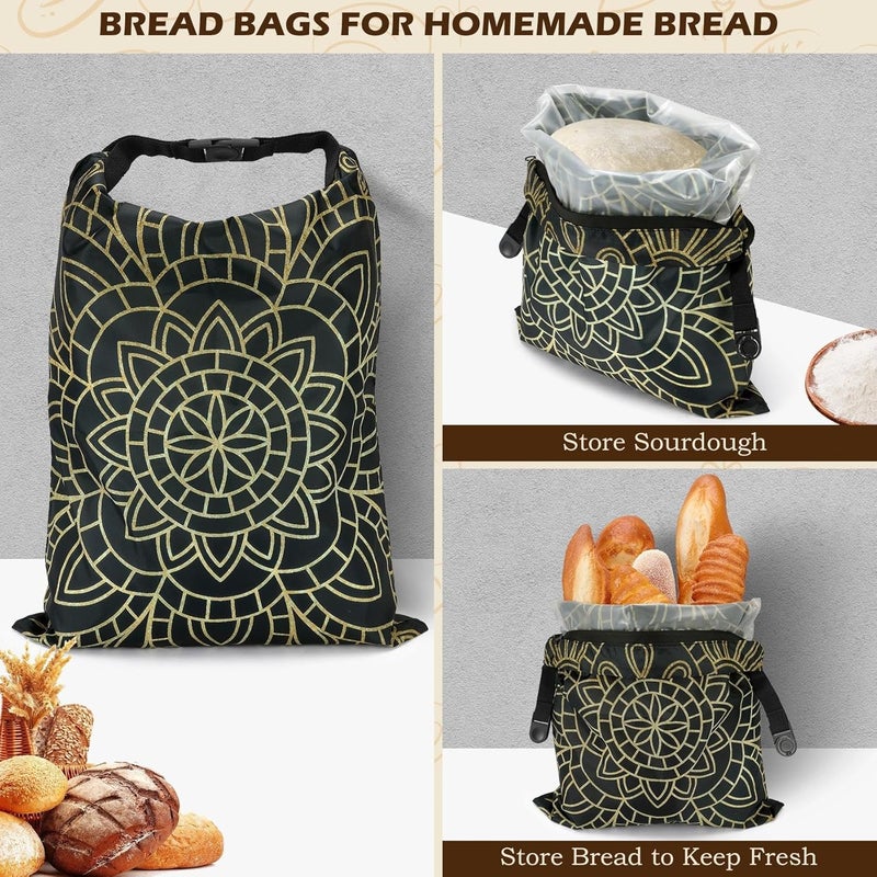 Revahope 2 Pack Reusable Bread Bags for Homemade Bread, 17"×13" Sourdough Bread Storage Bags with Bowl Cover - Keep Loaf Fresh and Easy to Wash(Brown Diamond) - Image 2